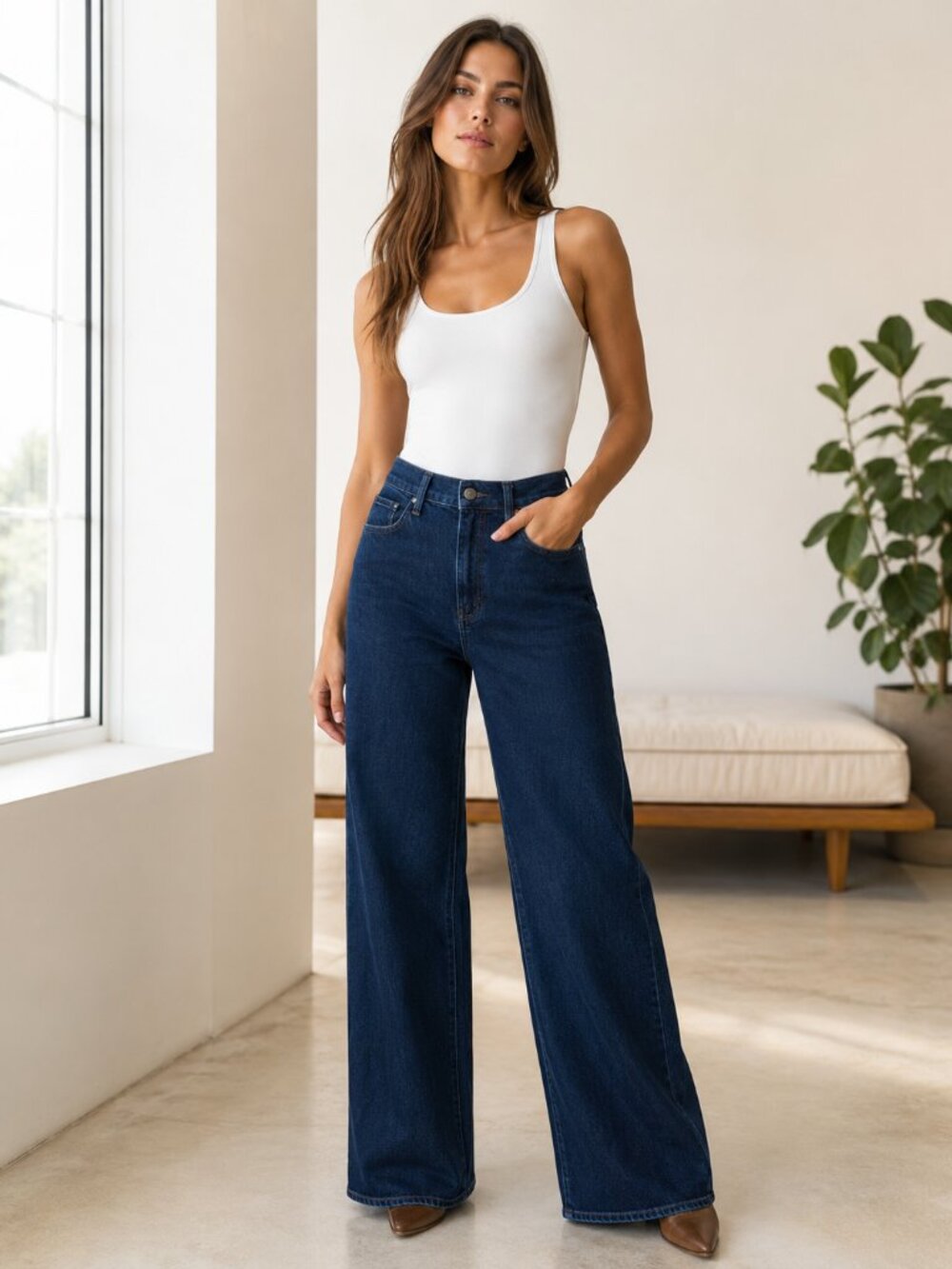 Joe’s Jeans The Mia High Rise Wide Leg Jeans Size 33 Dark Indigo - Picture 1 of 8